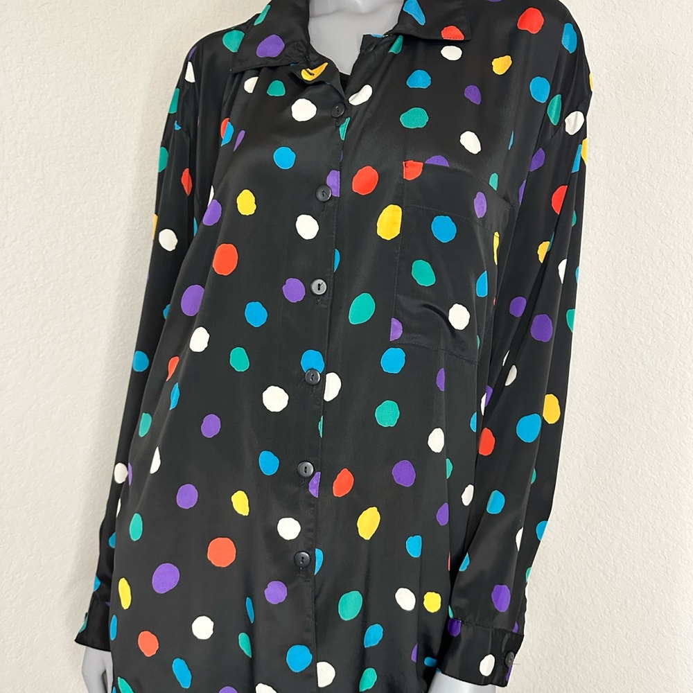 Colorful Polka Dot Button-Up Shirt